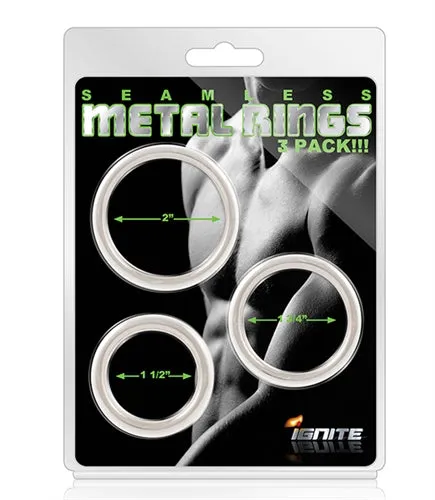 Male Sex Toys SI Novelties Seamless Metal Rings 3 Pack