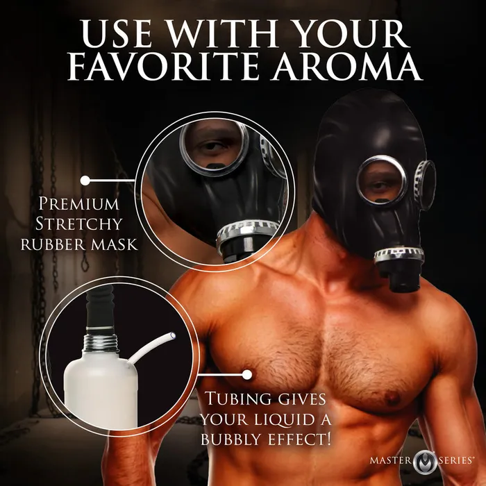 Male Sex Toys XR Brands Master Series Dark Inhaler Gas Mask with Bottle