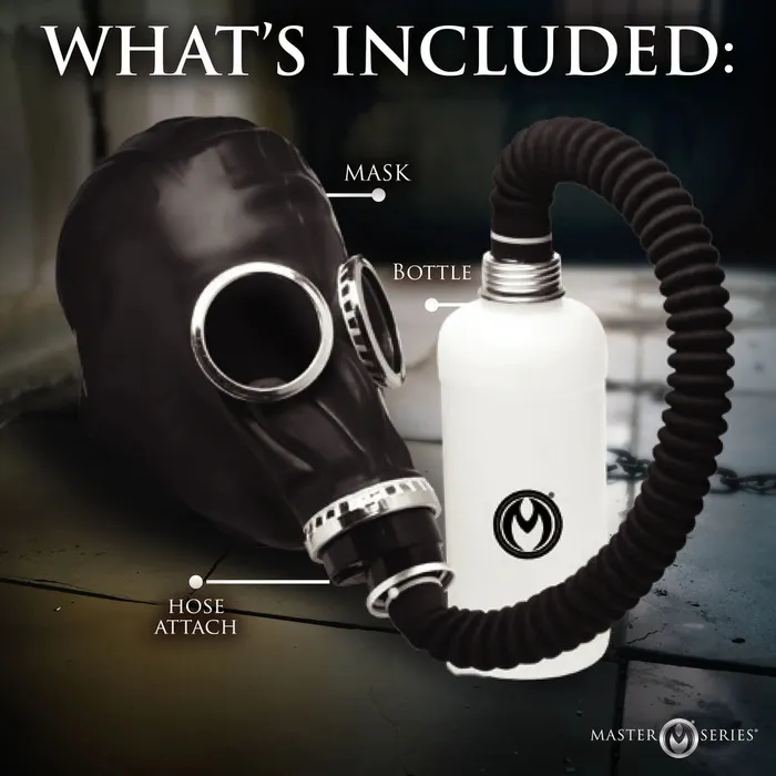 Male Sex Toys XR Brands Master Series Dark Inhaler Gas Mask with Bottle