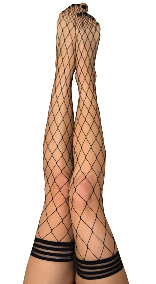Michelle Fishnet Thigh High Size B Black Kixies Anal