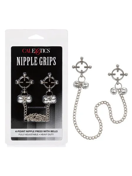 Nipple Grips 4Point Nipple Press with Chain CalExotics Nipple Clitoral Toys Nipple Grips 4Point Nipple Press with Chain CalExotics Nipple Clitoral Toys