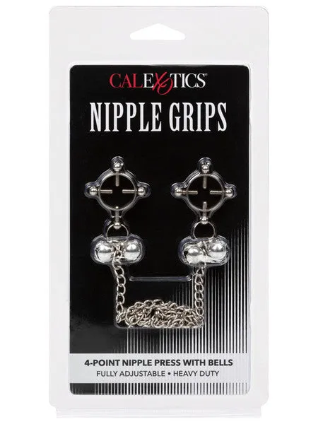 Nipple Grips 4Point Nipple Press with Chain CalExotics Nipple Clitoral Toys Nipple Grips 4Point Nipple Press with Chain CalExotics Nipple Clitoral Toys