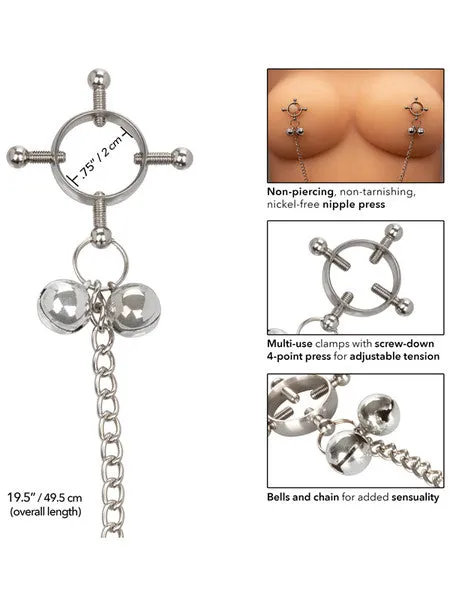 Nipple Grips 4Point Nipple Press with Chain CalExotics Nipple Clitoral Toys Nipple Grips 4Point Nipple Press with Chain CalExotics Nipple Clitoral Toys