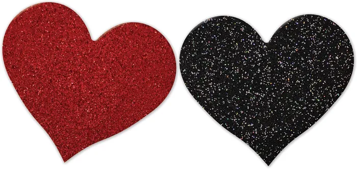 Nipplicious Heart Shape Pasties Glitter Red and Black Hott Products Anal