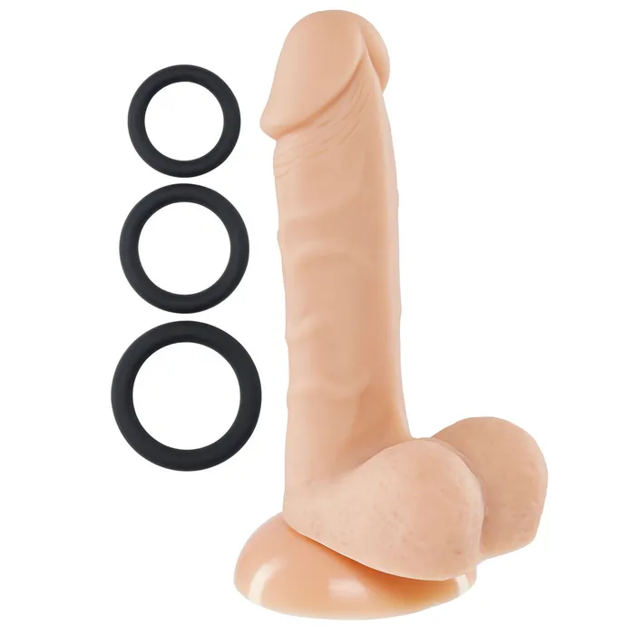 Pro Sensual Premium Silicone 6 Inch Dong With 3 Cockrings Flesh Cloud 9 Novelties Dildos