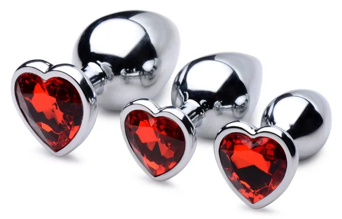 Red Heart Gem Anal Plug Set XR Brands Booty Sparks Anal