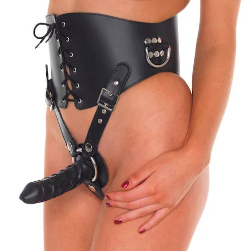 Rimba Female Sex Toys Leather Waist Corset With Strap On Dildo