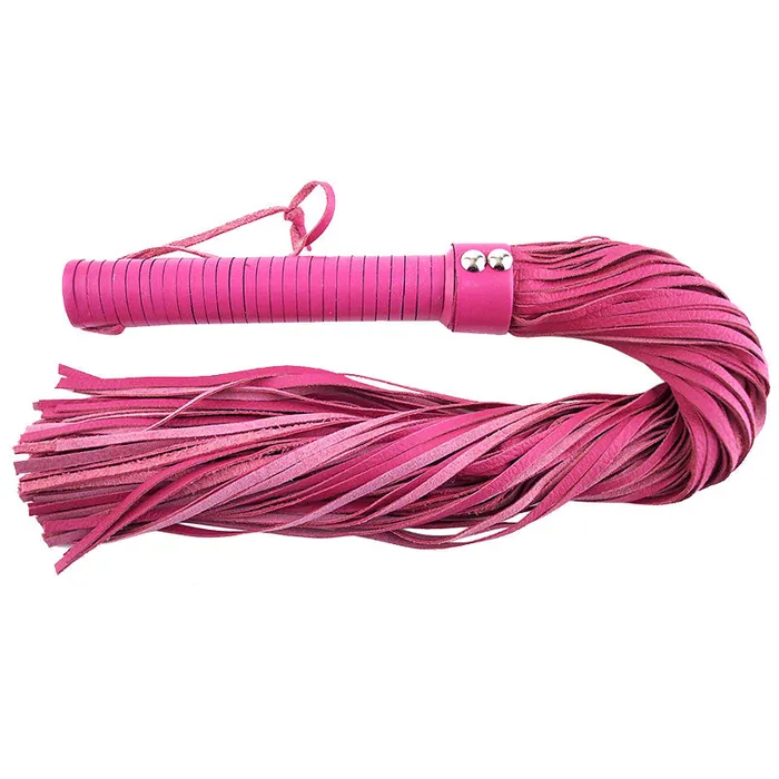 Rouge Garments Vibrators Rouge Garments Large Pink Leather Flogger