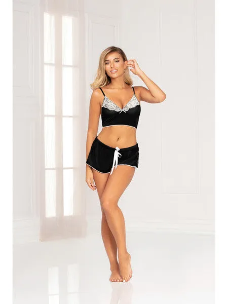 Seven Til Midnight Anal Two Piece Knit Bralette And Short Set 11129 Black S H