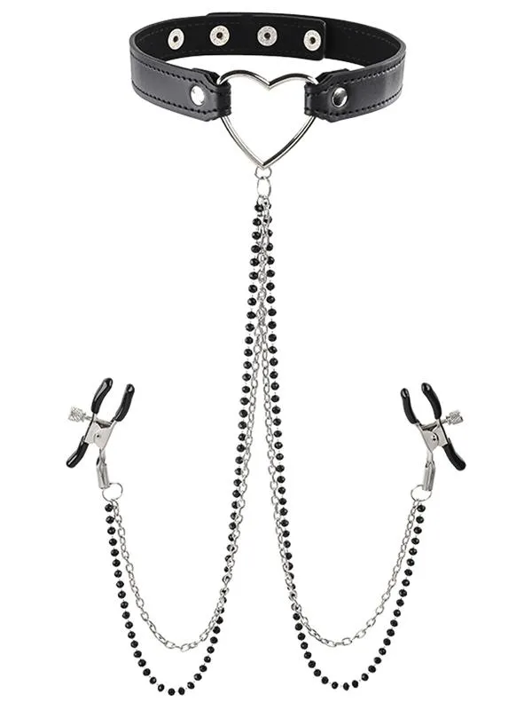 Sex and Mischief Amor Collar with Nipple Clamps Sportsheets Couples