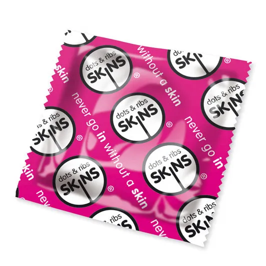 Skins Condoms Vibrators Skins Dots And Ribs Condoms x50 Pink