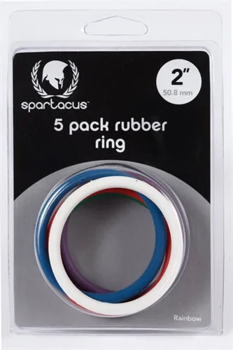 Spartacus Male Sex Toys Rubber Cock Ring 5 Pack 2 Inches Rainbow