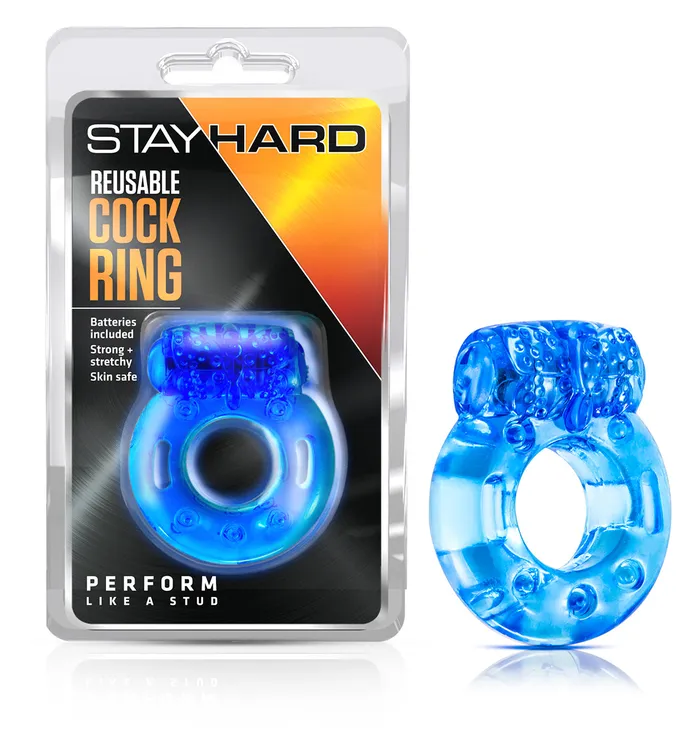Stay Hard Reusable Cock Ring Blue Blush Male Sex Toys