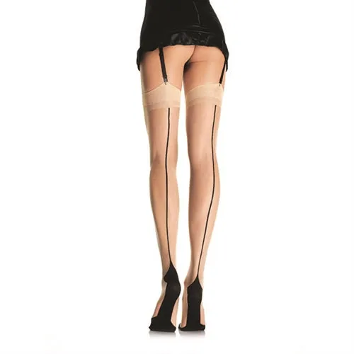 Teddies And Bodies Leg Avenue Contrast Backseam Stockings One Size Nude