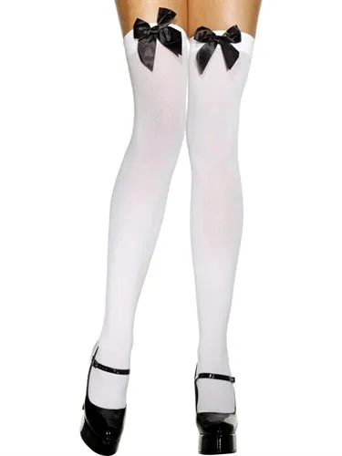 Thigh High Stockings With Black Bow White Fever Lingerie Anal