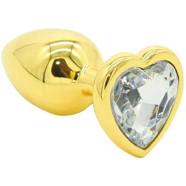 Toy With Me Gold Heart Jewel Metal Anal Plug Medium ToyWithMe Male Sex Toys