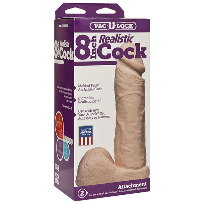 VacULock 8 Inch Realistic Cock Attachment Flesh Pink Doc Johnson Dildos VacULock 8 Inch Realistic Cock Attachment Flesh Pink Doc Johnson Dildos