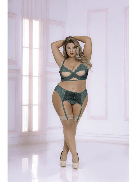 Velvet Crush Bra Set STM11033XGreen3X4X H Seven Til Midnight Anal