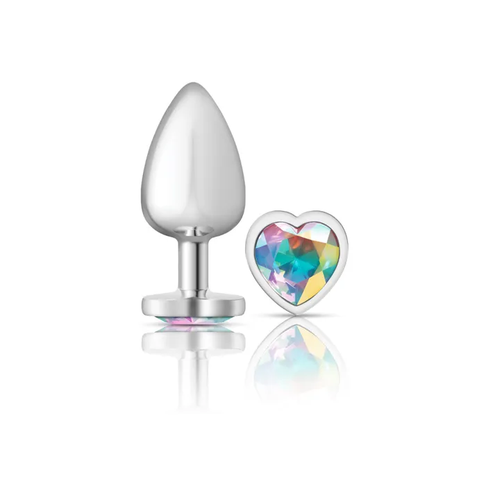 Viben Anal Cheeky CharmsSilver Metal Butt Plug HeartClearLarge