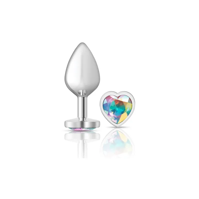 Viben Anal Cheeky CharmsSilver Metal Butt Plug HeartClearMedium