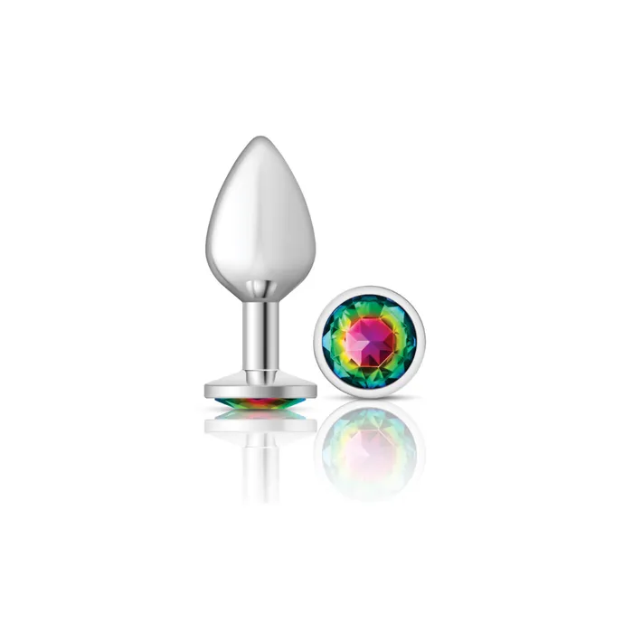 Viben Anal Cheeky CharmsSilver Metal Butt Plug RoundRainbowMedium