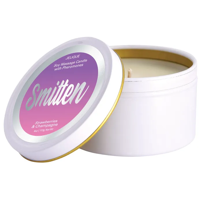 Vibrators Jelique Products Mood Candle Smitten Strawberry and Champagne 4 Oz Jar