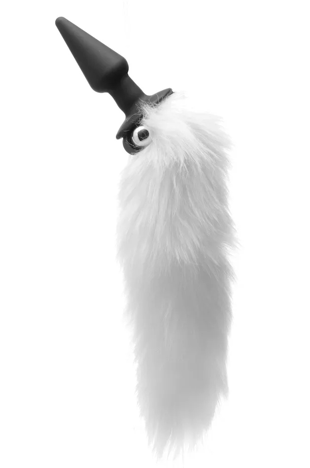 XR Brands Tailz White Fox Tail Vibrating Anal Plug Male Sex Toys